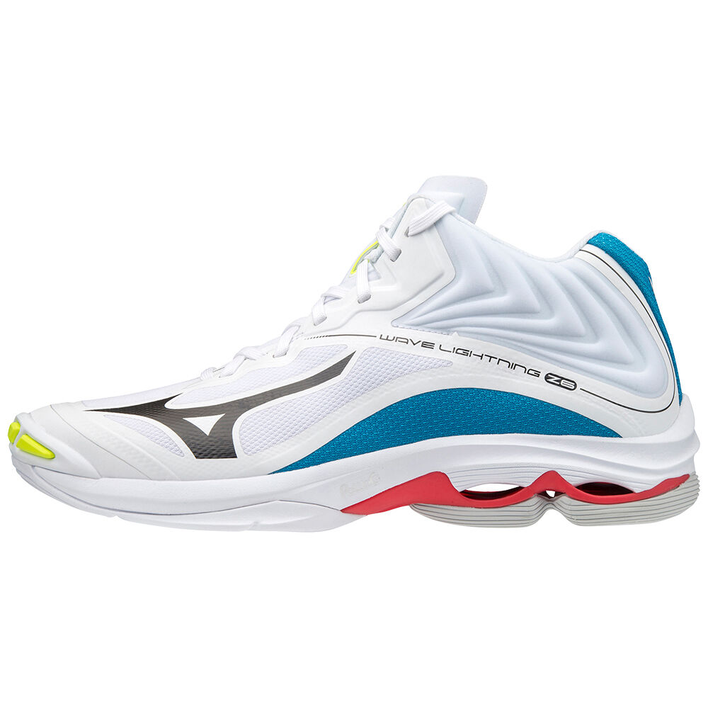 Mizuno Men's Wave Lightning Z6 Mid Volleyball Shoes White/Black/Blue (V1GA200546-VHI)